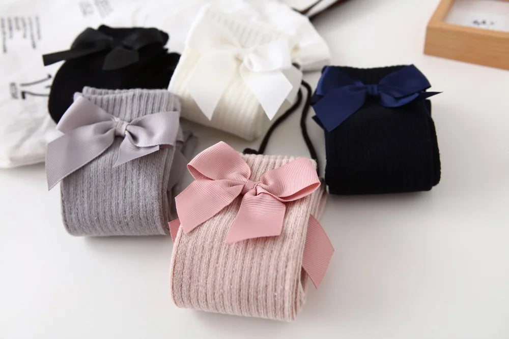 Children's Sock Girls Knee High Socks With Bows Stripped Toddlers Long Socks Kids School Sock Infant Baby Socken