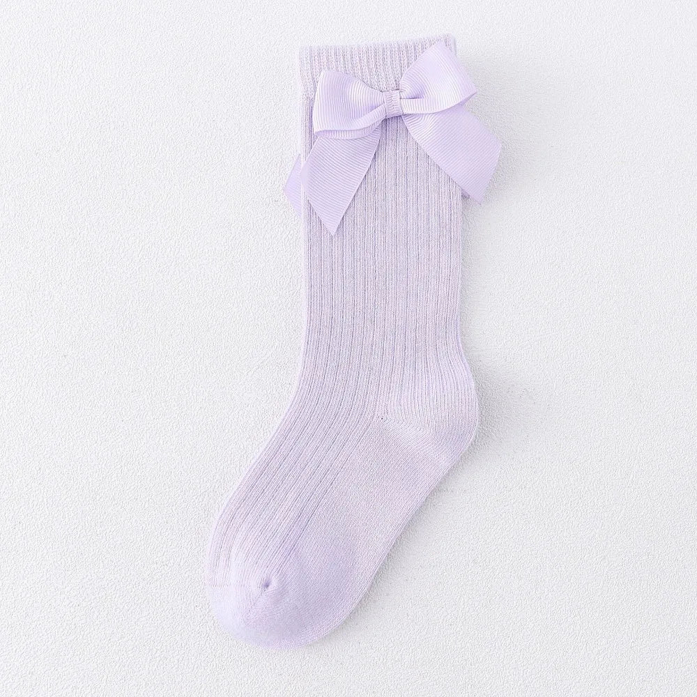 Children's Sock Girls Knee High Socks With Bows Stripped Toddlers Long Socks Kids School Sock Infant Baby Socken