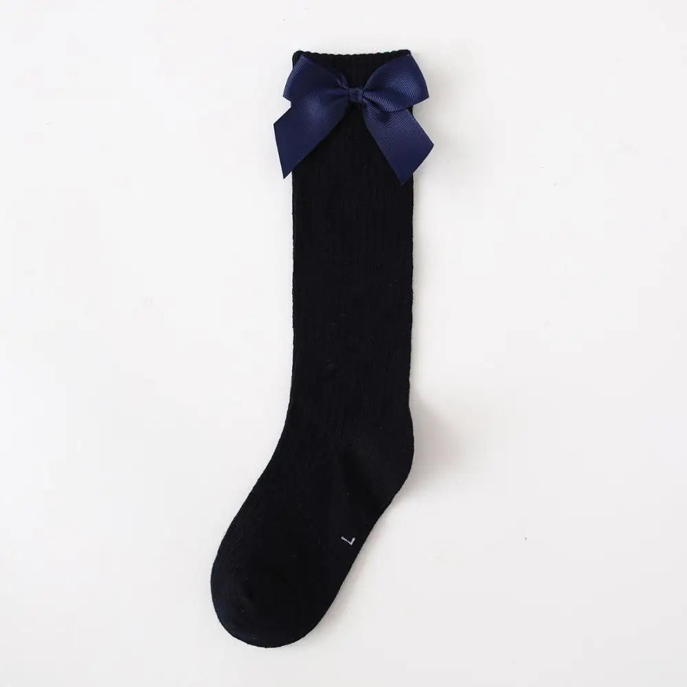 Children's Sock Girls Knee High Socks With Bows Stripped Toddlers Long Socks Kids School Sock Infant Baby Socken