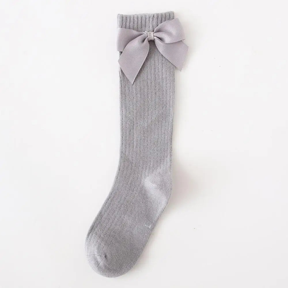 Children's Sock Girls Knee High Socks With Bows Stripped Toddlers Long Socks Kids School Sock Infant Baby Socken