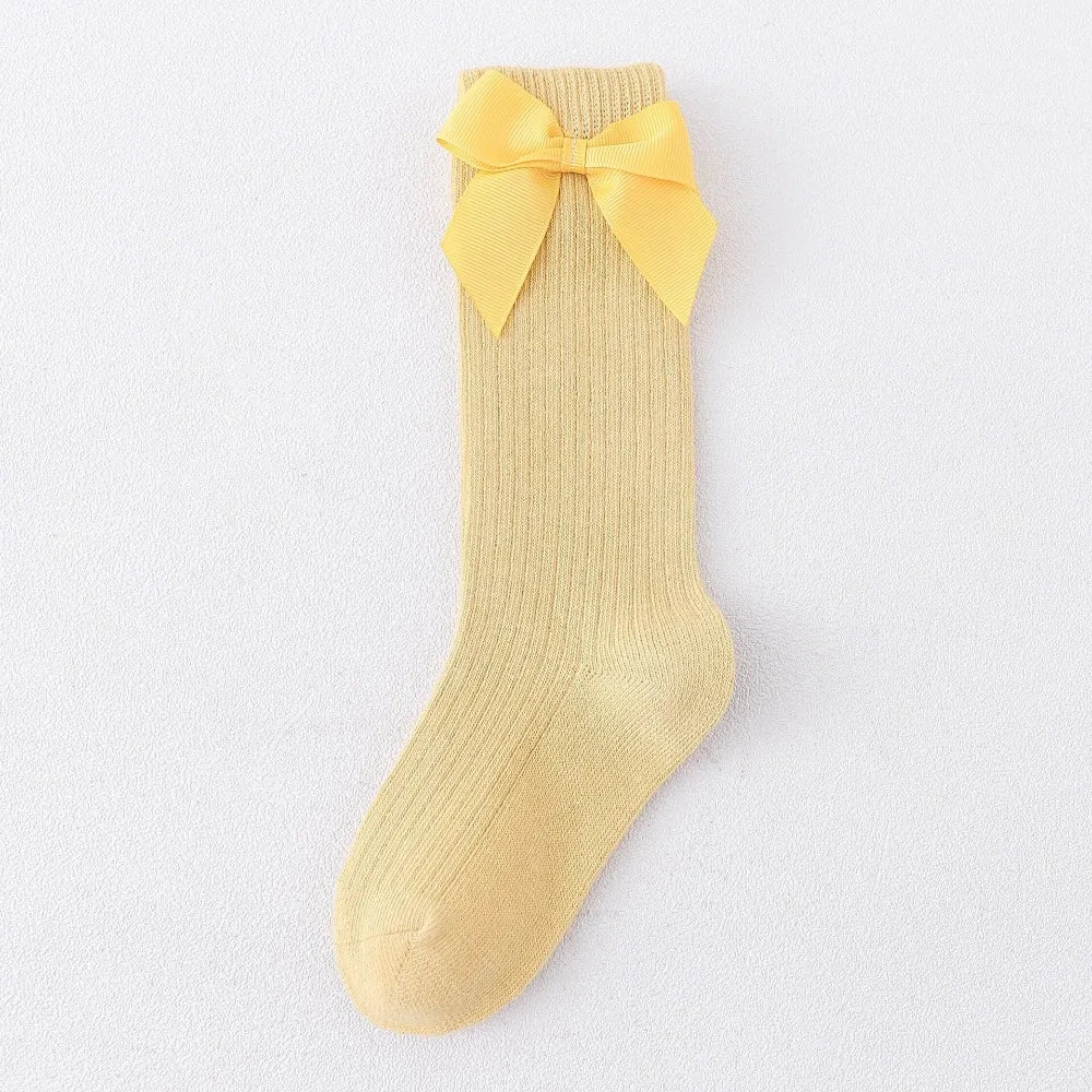 Children's Sock Girls Knee High Socks With Bows Stripped Toddlers Long Socks Kids School Sock Infant Baby Socken