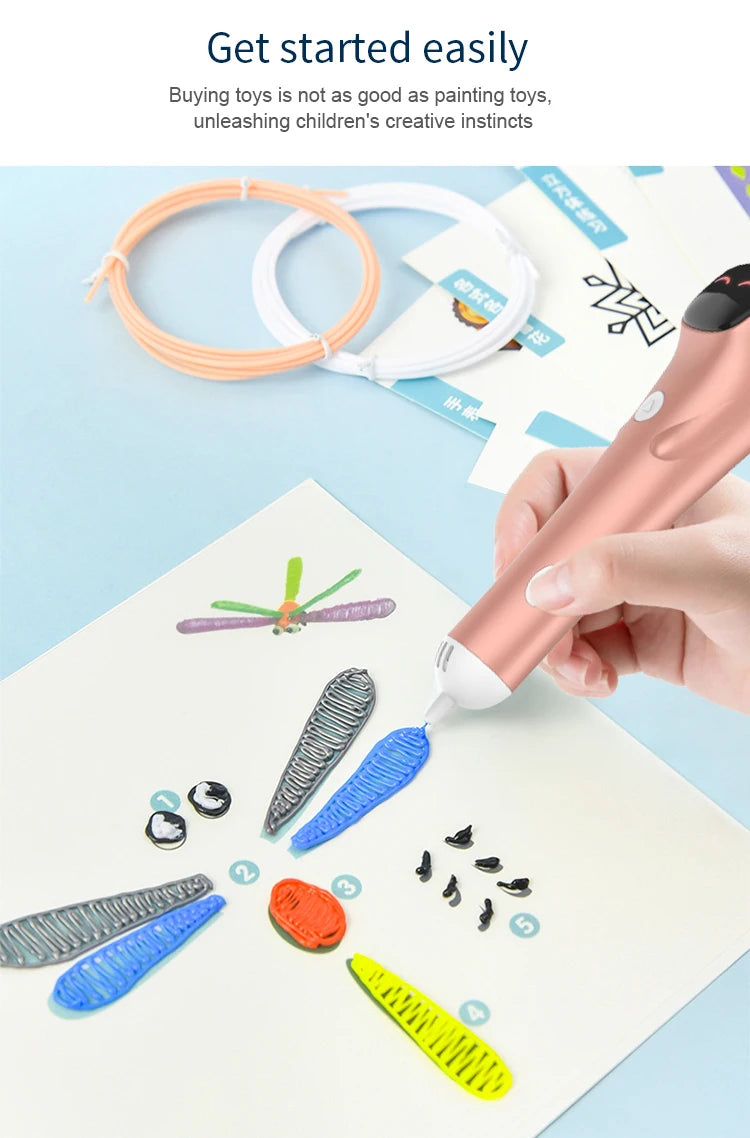 New In 3D Pen Low Temperature 1.75mm PCL Filament 3DS Printer Drawing DIY For Kids Toys Grils Boys Gifts