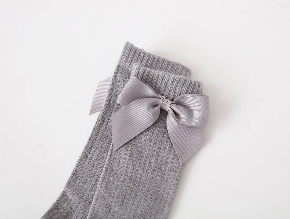 Children's Sock Girls Knee High Socks With Bows Stripped Toddlers Long Socks Kids School Sock Infant Baby Socken