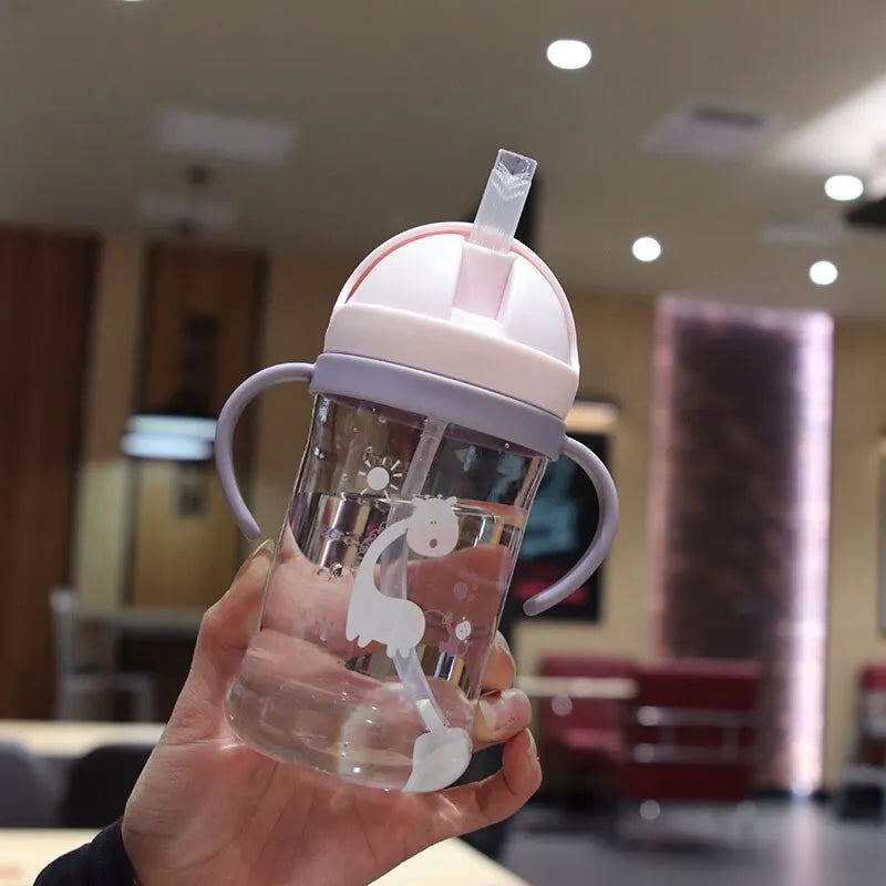 Kids Water Bottle 350ml Leak Proof Sippy Cup with Gravity Ball Straw Wide