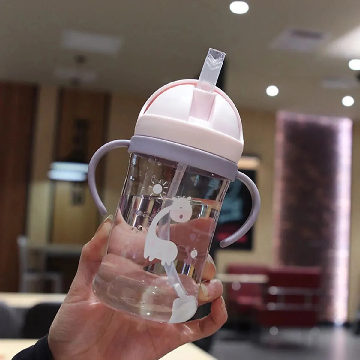 Kids Water Bottle 350ml Leak Proof Sippy Cup with Gravity Ball Straw Wide
