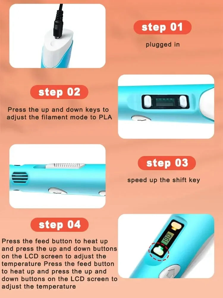 3D Creative Pen with PLA Filament – Bring Your Ideas to Life.