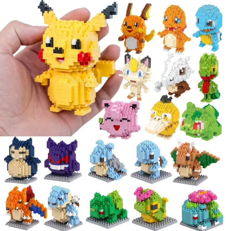 75 Style Pokemon Building Blocks Assembly Anime Picachu Charizard Doll Blastoise Bulbasaur Gengar Bricks Toy for Kid Gift