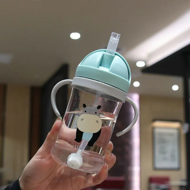 Kids Water Bottle 350ml Leak Proof Sippy Cup with Gravity Ball Straw Wide