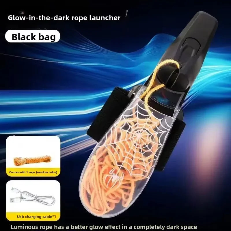 ZipString Luminous Rope Launcher Wristband Flying String Shooter Automatic Recoil Toy Night Glow Interactive Gift for Kids Pets