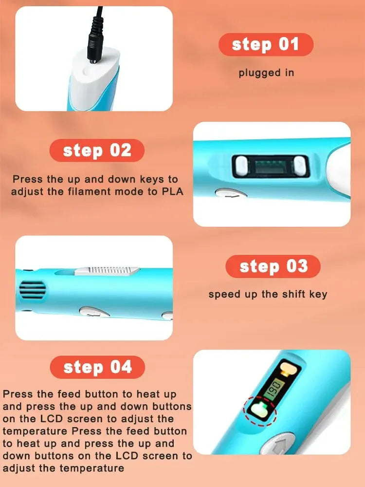 3D Creative Pen with PLA Filament – Bring Your Ideas to Life.