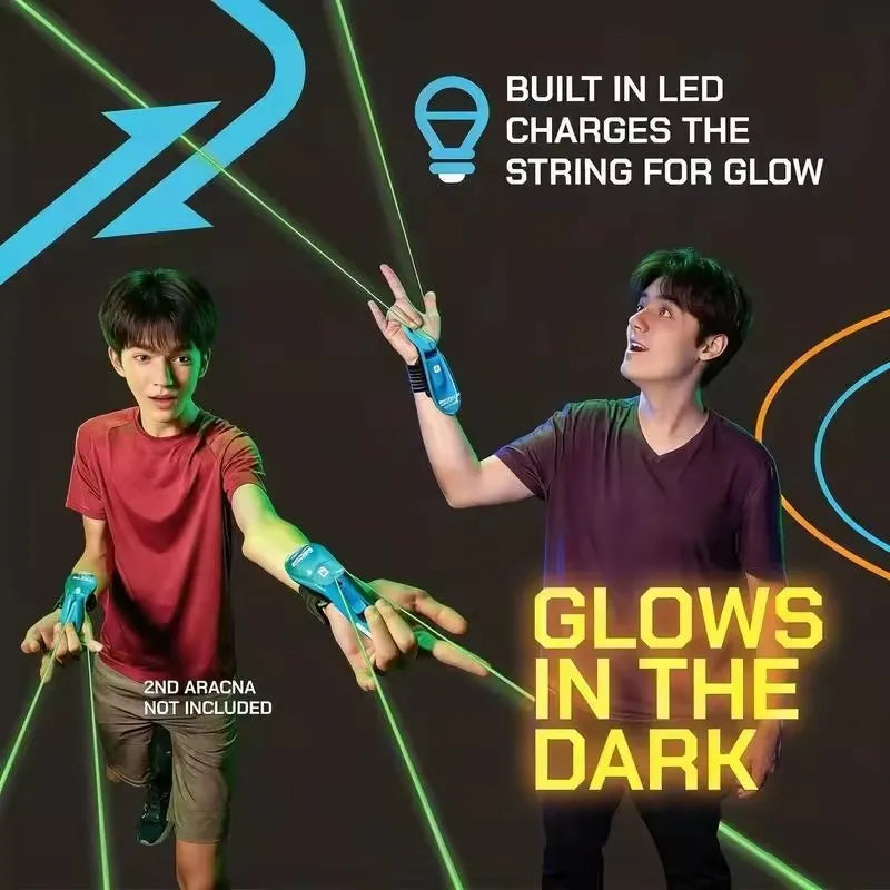HOT Spider Web Launcher Glow In The Dark Retractable Luminous Rope Rechargeable USB Stress Relief Toy Foradult Pet Play ﻿
