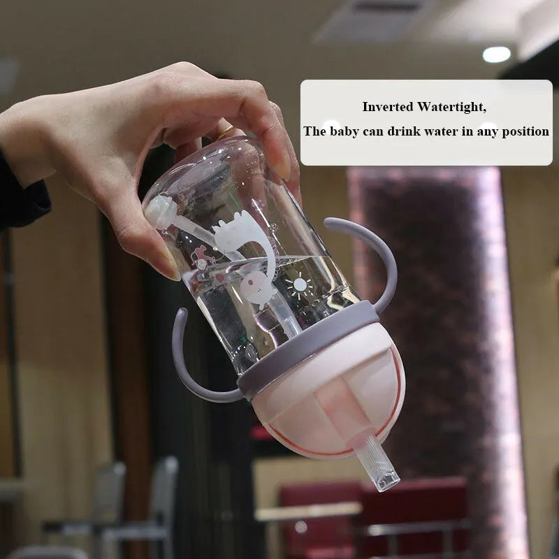 Kids Water Bottle 350ml Leak Proof Sippy Cup with Gravity Ball Straw Wide