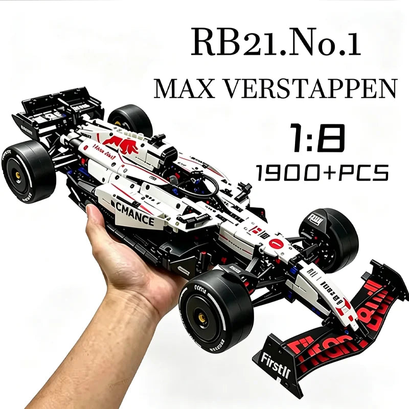 NEW MK6025 Technical Classic Performance 1900+Pcs RB21 White Sports Car Building Blocks MOC DIY Assembly Model Set Boys Toy Gift
